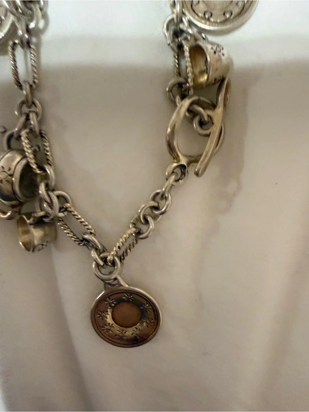 Silver-Tone Tea Set Charm Bracelet in Silver